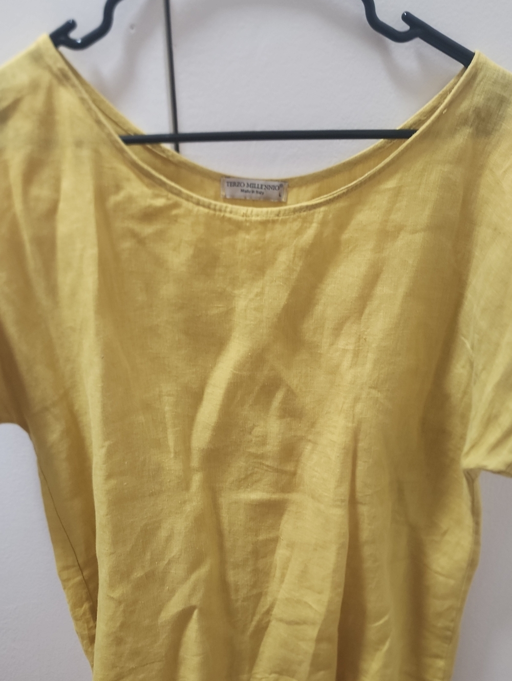 Yellow Linen Scoop Neck Tunic Top
